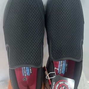 Skechers Men's Black Mesh Slip-Ons